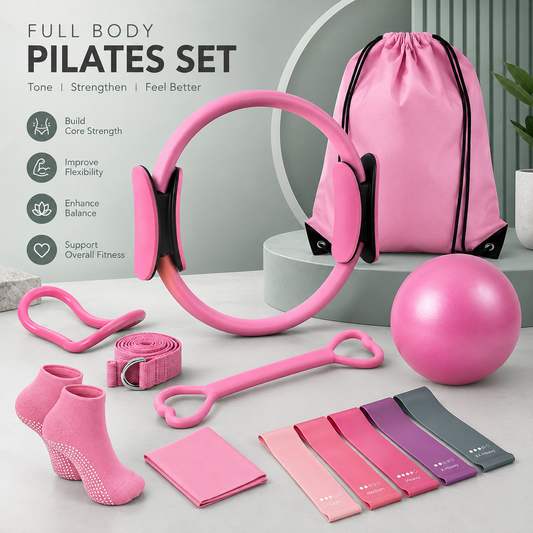13-Piece Premium Yoga & Pilates Essentials Set – Complete Home Workout Kit