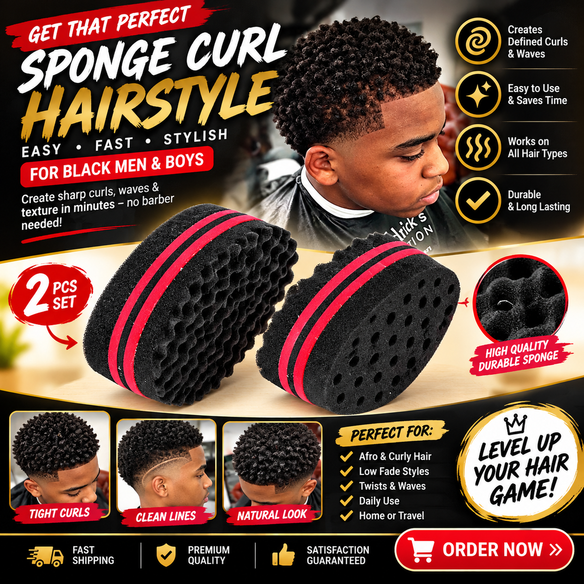 Wave-Shaped Double-Sided Sponge Hair Twist Brush