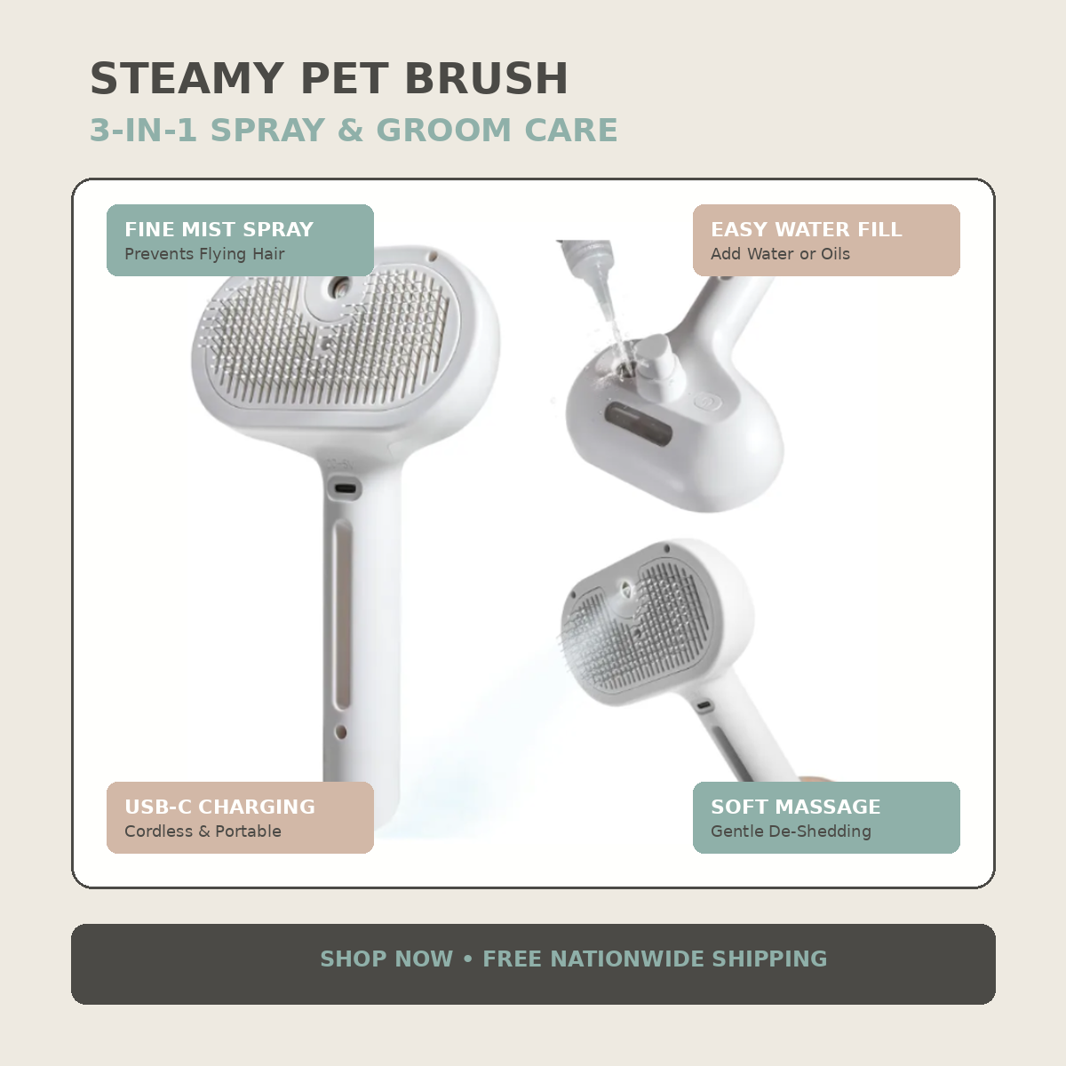 Pet Hair Spray Brush